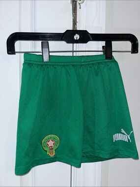 Puma Green WORN Morocco National Team Soccer Child Kids Shorts 6 Small